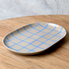 ROBERT GORDON Coastal Junction Stone Oval Tray 38x26cm w/ Blue Handbrush