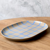 ROBERT GORDON Coastal Junction Stone Oval Tray 38x26cm w/ Blue Handbrush