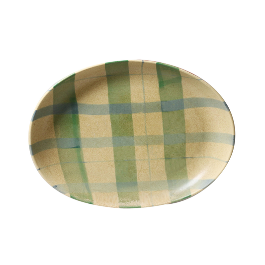 ROBERT GORDON Cinnamon Christmas Curved Oval Tray - Tartan