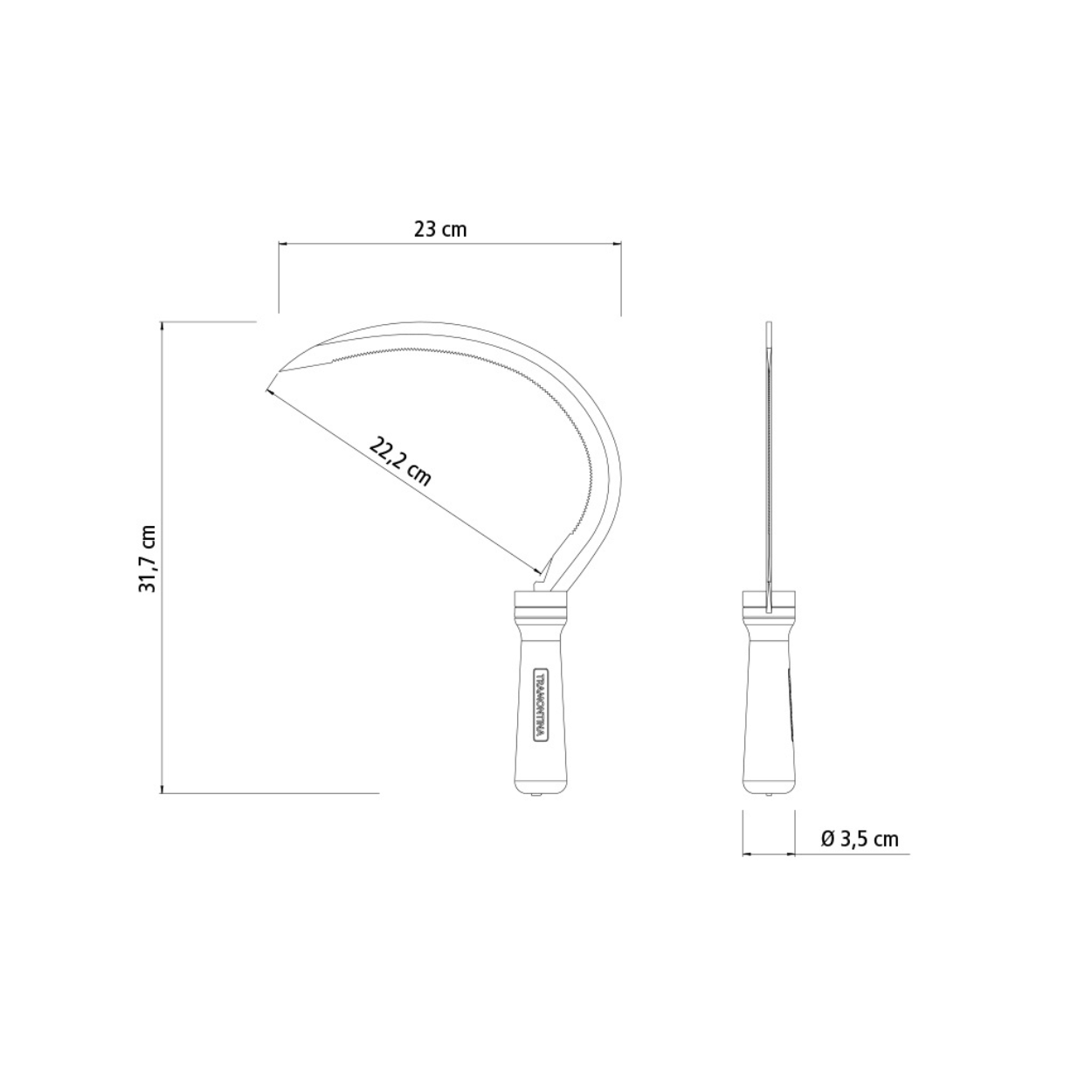 Load image into Gallery viewer, TRAMONTINA Steel Grass Hook with Serrated Teeth and Wood Handle - 335 x 145mm