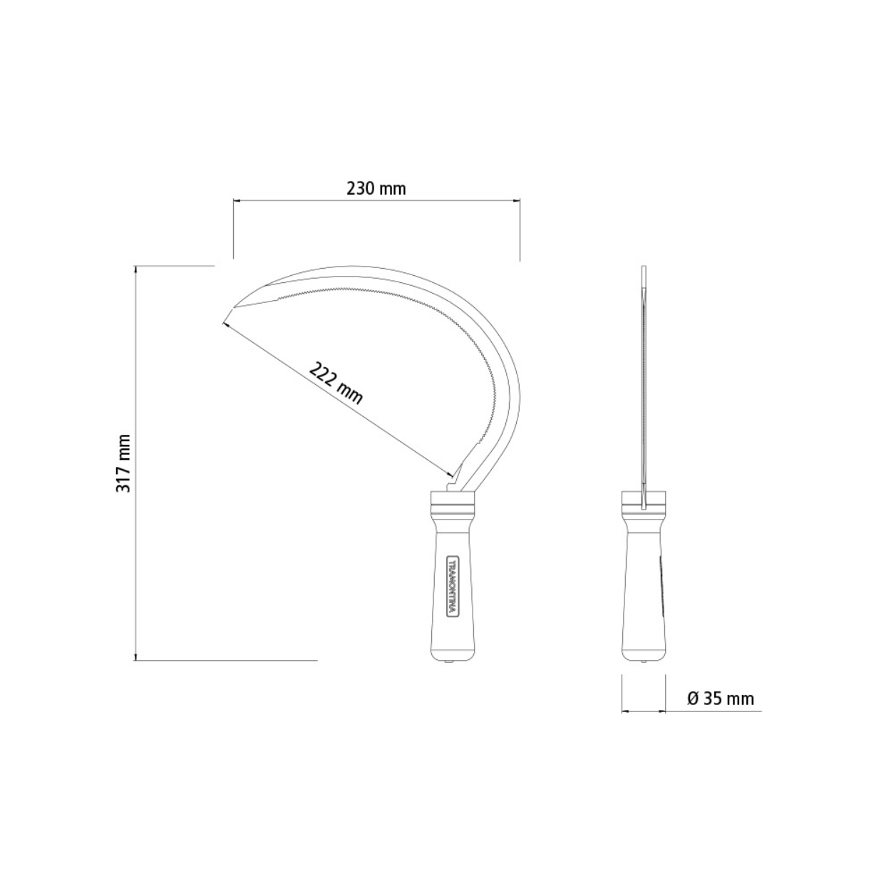 Load image into Gallery viewer, TRAMONTINA Steel Grass Hook with Serrated Teeth and Wood Handle - 335 x 145mm