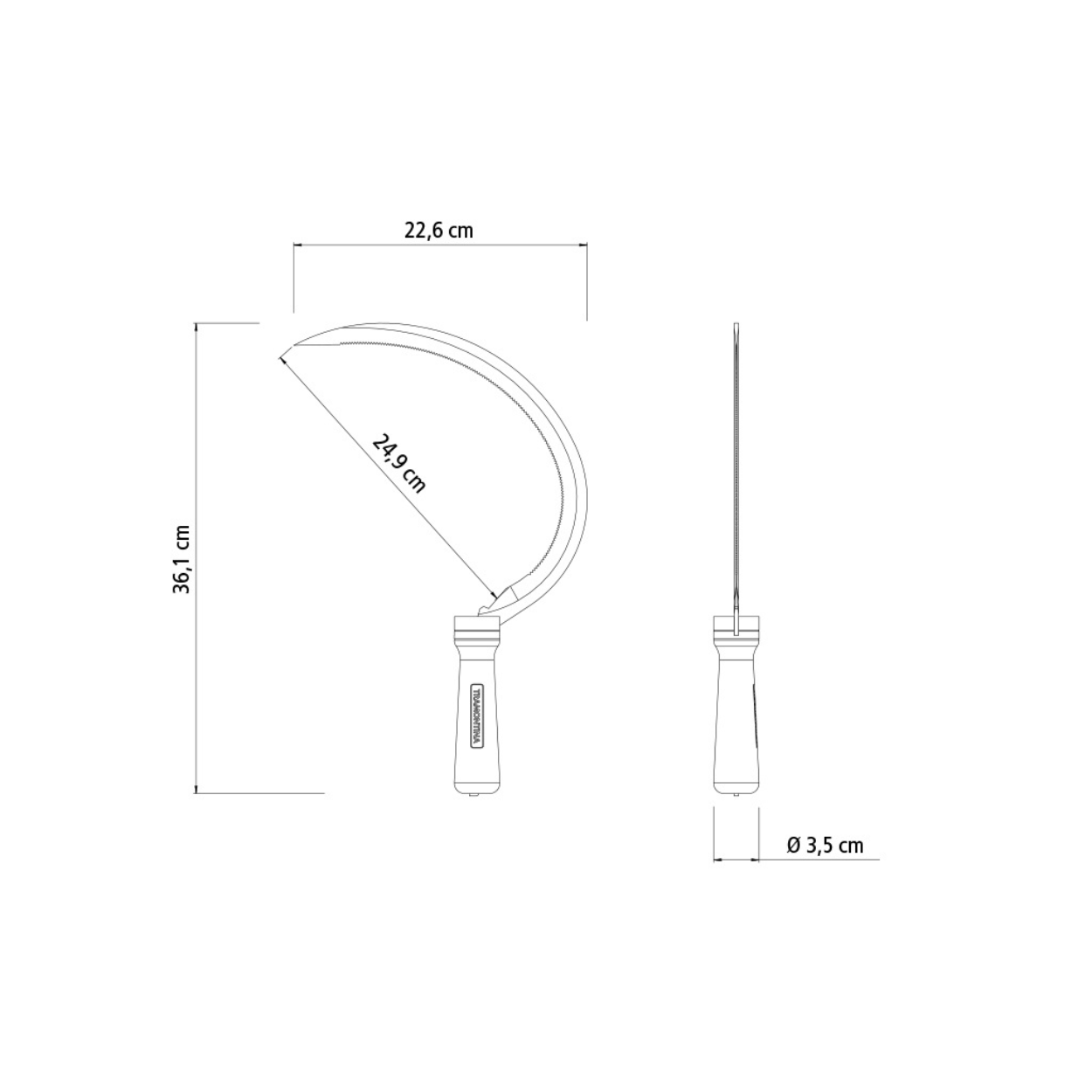 Load image into Gallery viewer, TRAMONTINA Steel Grass Hook with Serrated Teeth and Wood Handle - 315 x 230mm