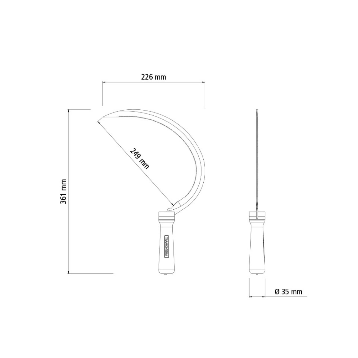 Load image into Gallery viewer, TRAMONTINA Steel Grass Hook with Serrated Teeth and Wood Handle - 315 x 230mm