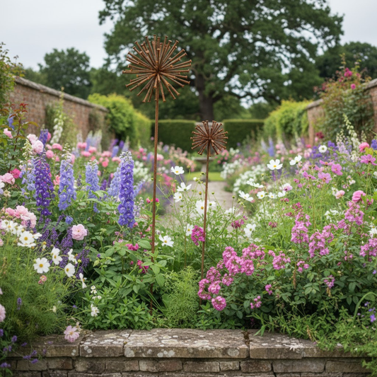 MARTHA'S VINEYARD Garden Stake Dandelions Set of 2 - Natural Rust