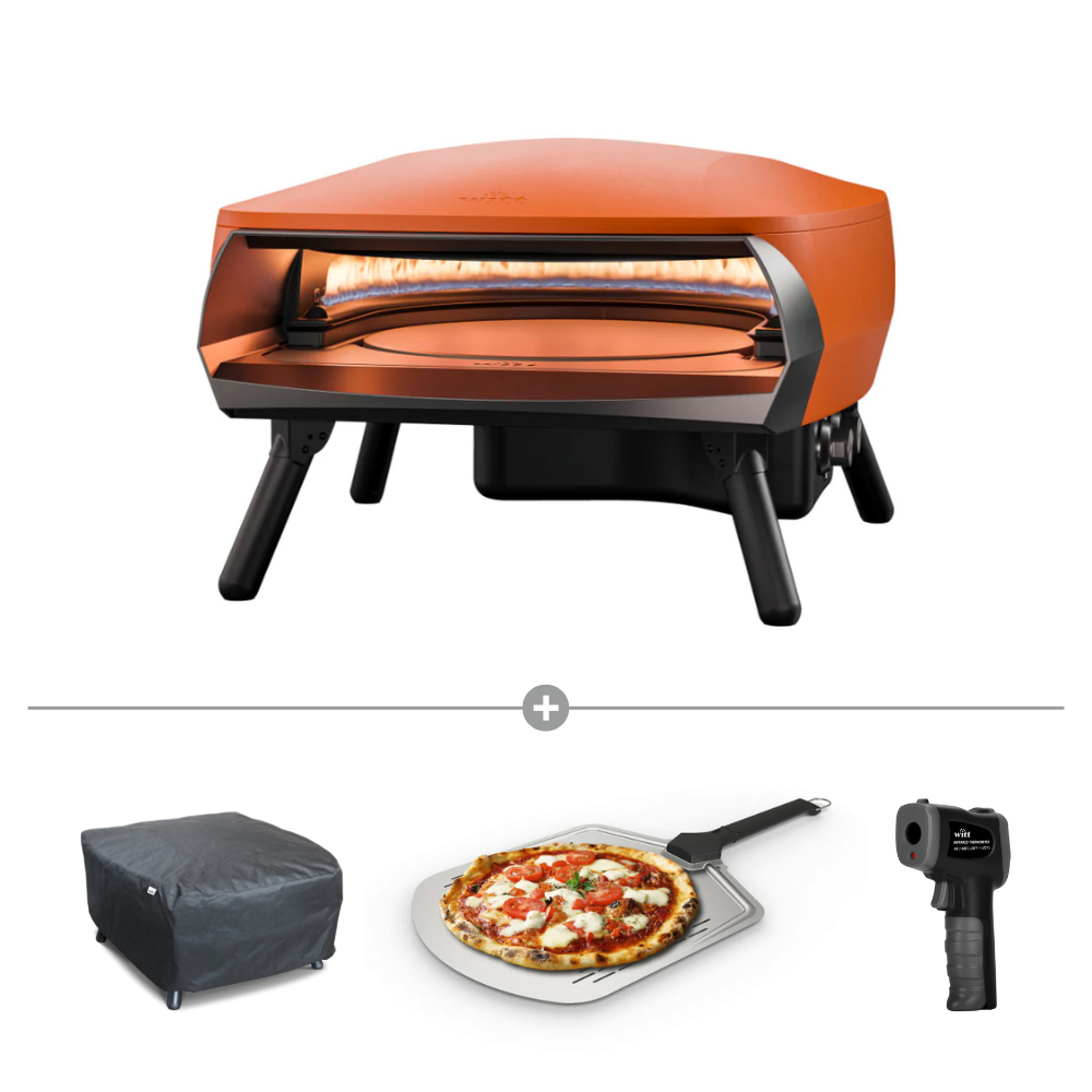 Load image into Gallery viewer, WITT Etna Rotante 16&quot; Gas Oven Starter Kit - Orange with 14&quot; Pizza Peel, Cover &amp; Temp Checker