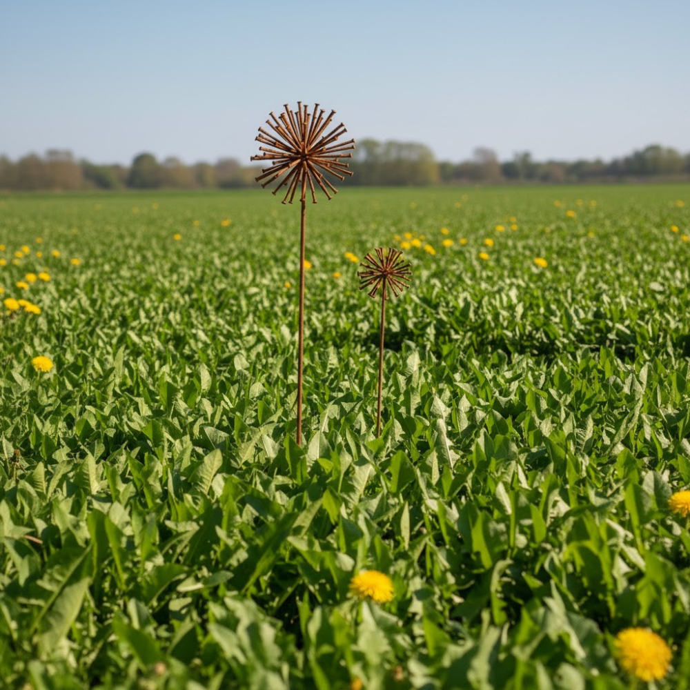 Load image into Gallery viewer, MARTHA&#39;S VINEYARD Garden Stake Dandelions Set of 2 - Natural Rust