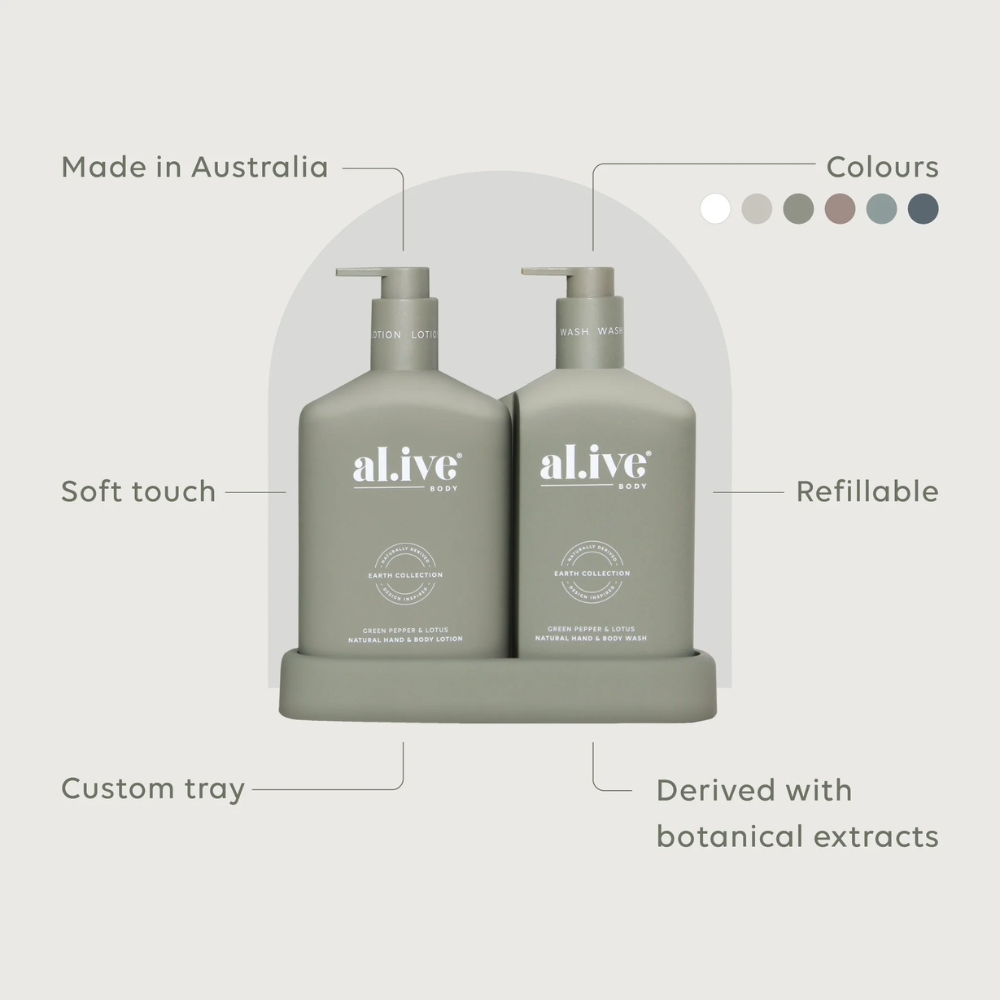 Load image into Gallery viewer, AL.IVE Wash &amp; Lotion Duo 500ml - Green Pepper &amp; Lotus