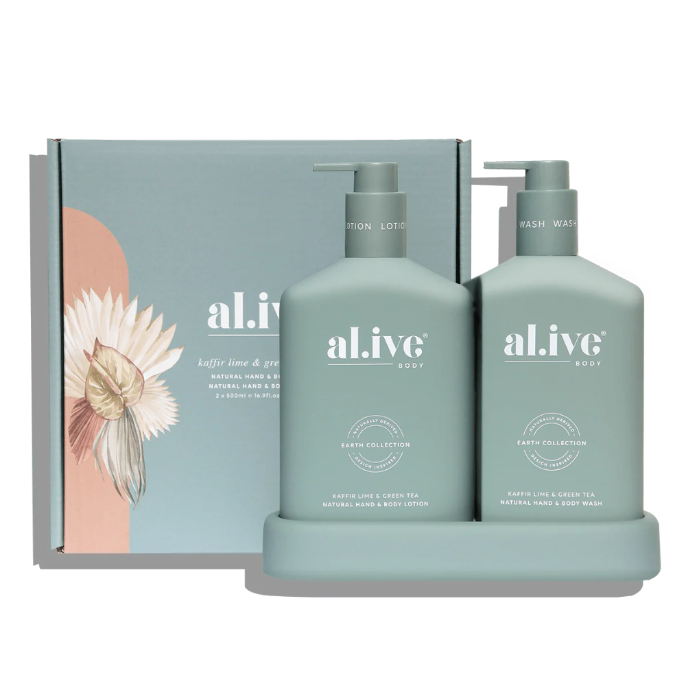 Load image into Gallery viewer, AL.IVE Wash &amp; Lotion Duo 500ml - Kaffir Lime &amp; Green Tea