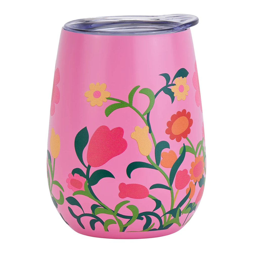 ANNABEL TRENDS Double Walled Stainless Steel Wine Tumbler - Flower Patch