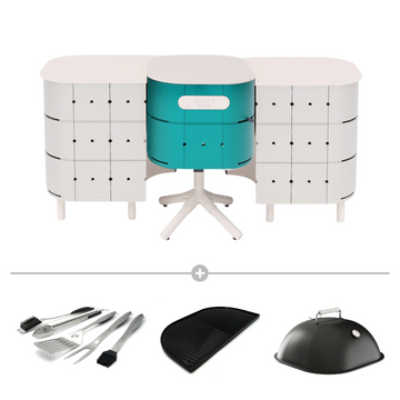 ALUVY MARCEL Original Charcoal Cook & JEAN Store Deluxe Package - Aquasplash/Blanc