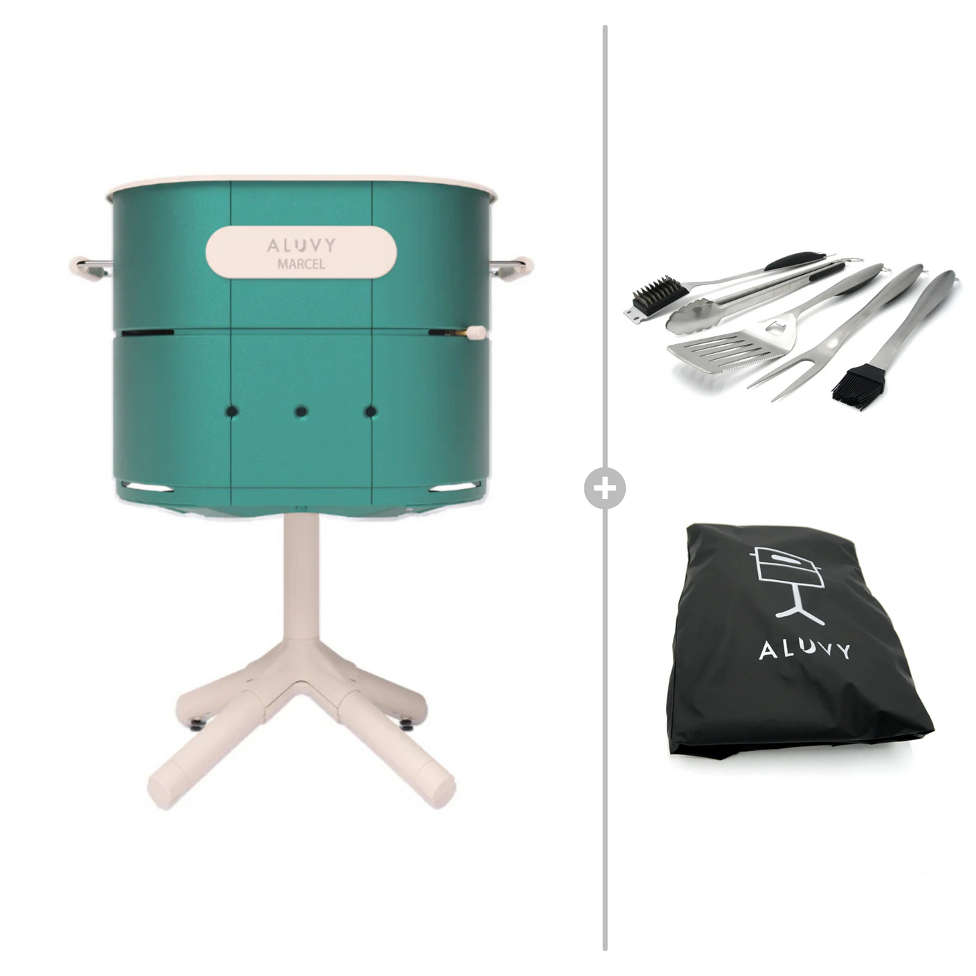 Load image into Gallery viewer, ALUVY MARCEL Original Charcoal Barbeque with Cover &amp; BBQ Tool Set - Aquasplash