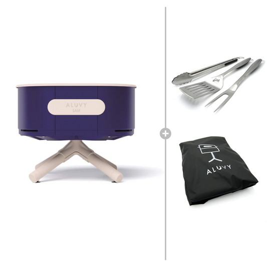 ALUVY SAM Original Low Brazier with Cover & BBQ Tool Set - Electrique