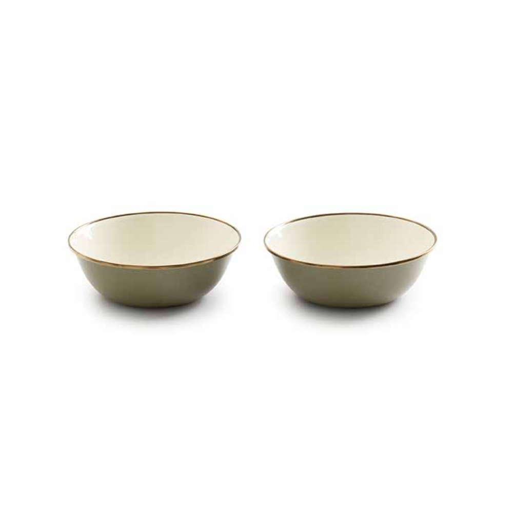 Load image into Gallery viewer, BAREBONES Enamel Bowl Set 2 - Olive Drab