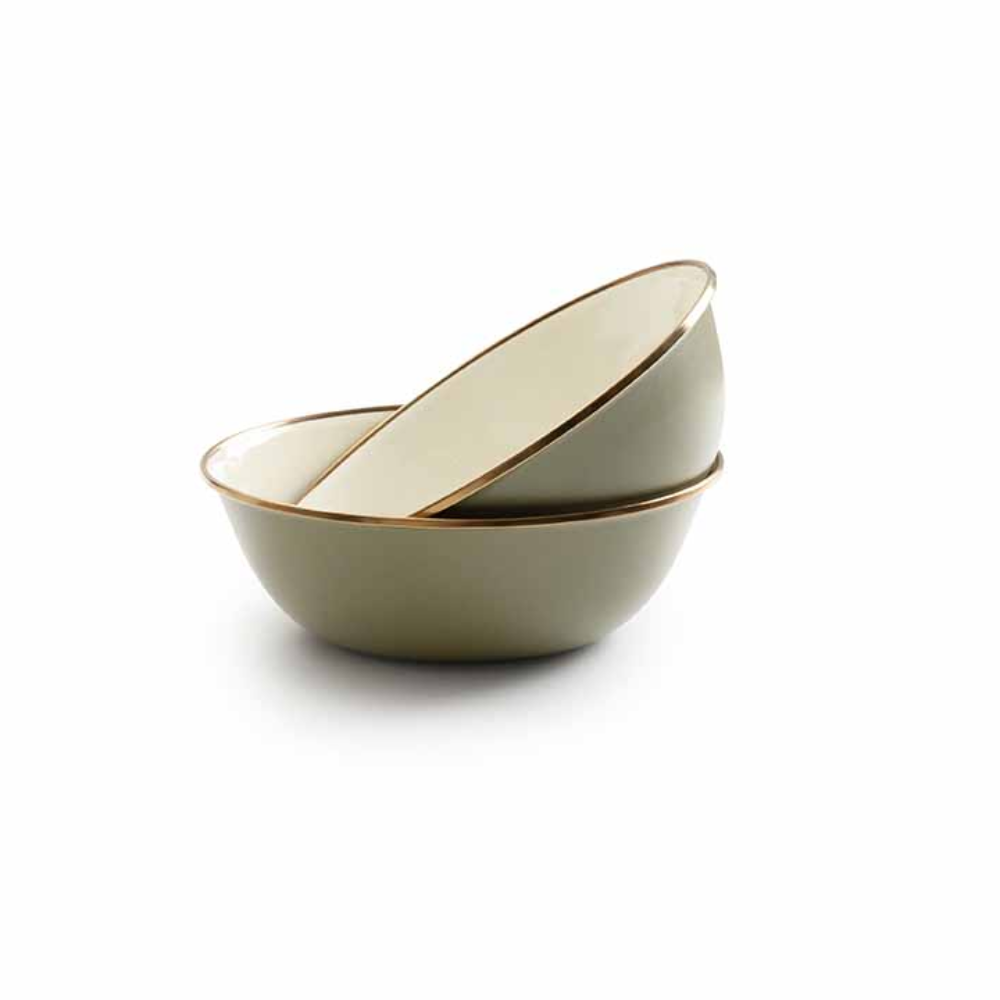 Load image into Gallery viewer, BAREBONES Enamel Bowl Set 2 - Olive Drab