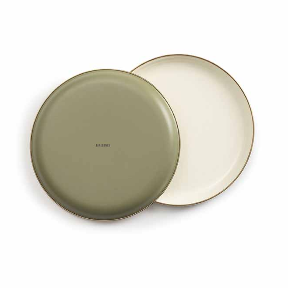 Load image into Gallery viewer, BAREBONES Enamel Deep Plate Set 2 - Olive Drab