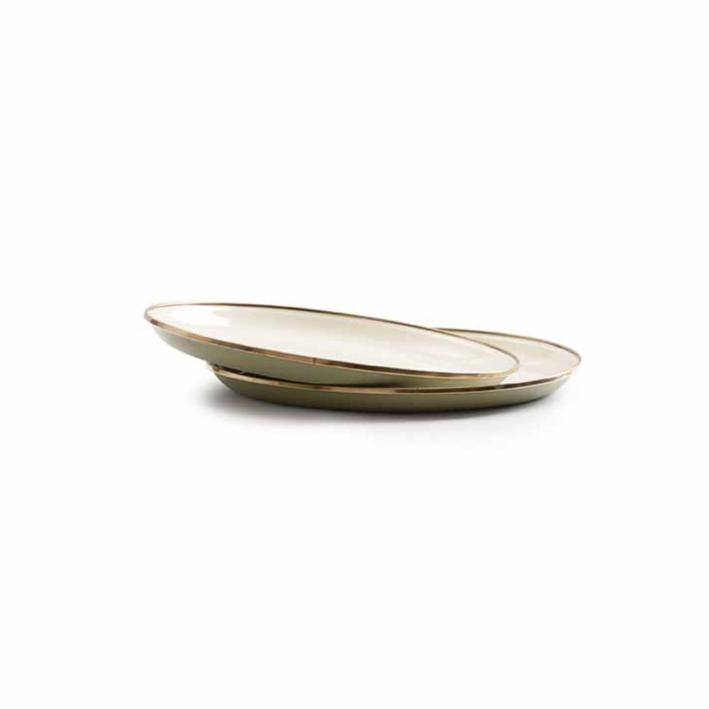 Load image into Gallery viewer, BAREBONES Enamel Deep Plate Set 2 - Olive Drab