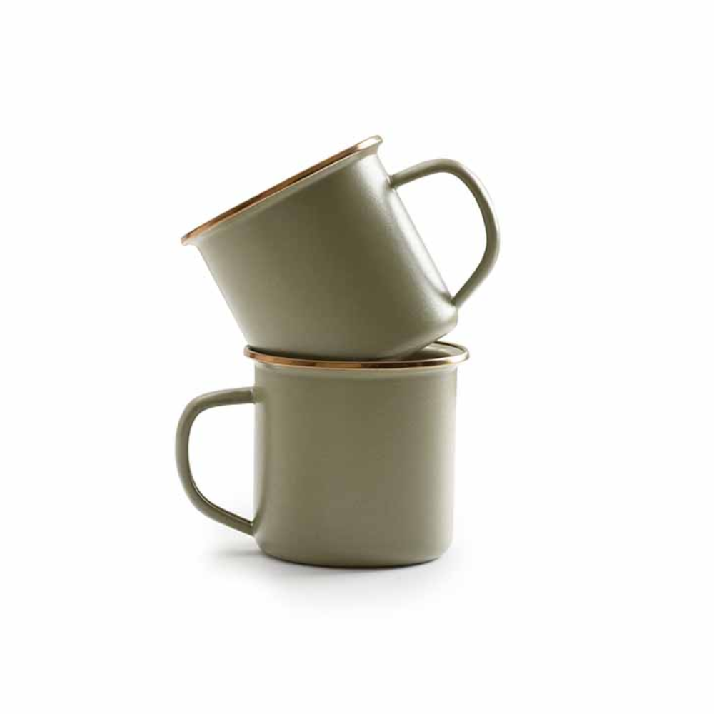 BAREBONES Enamel Mug Set 2 - Olive Drab
