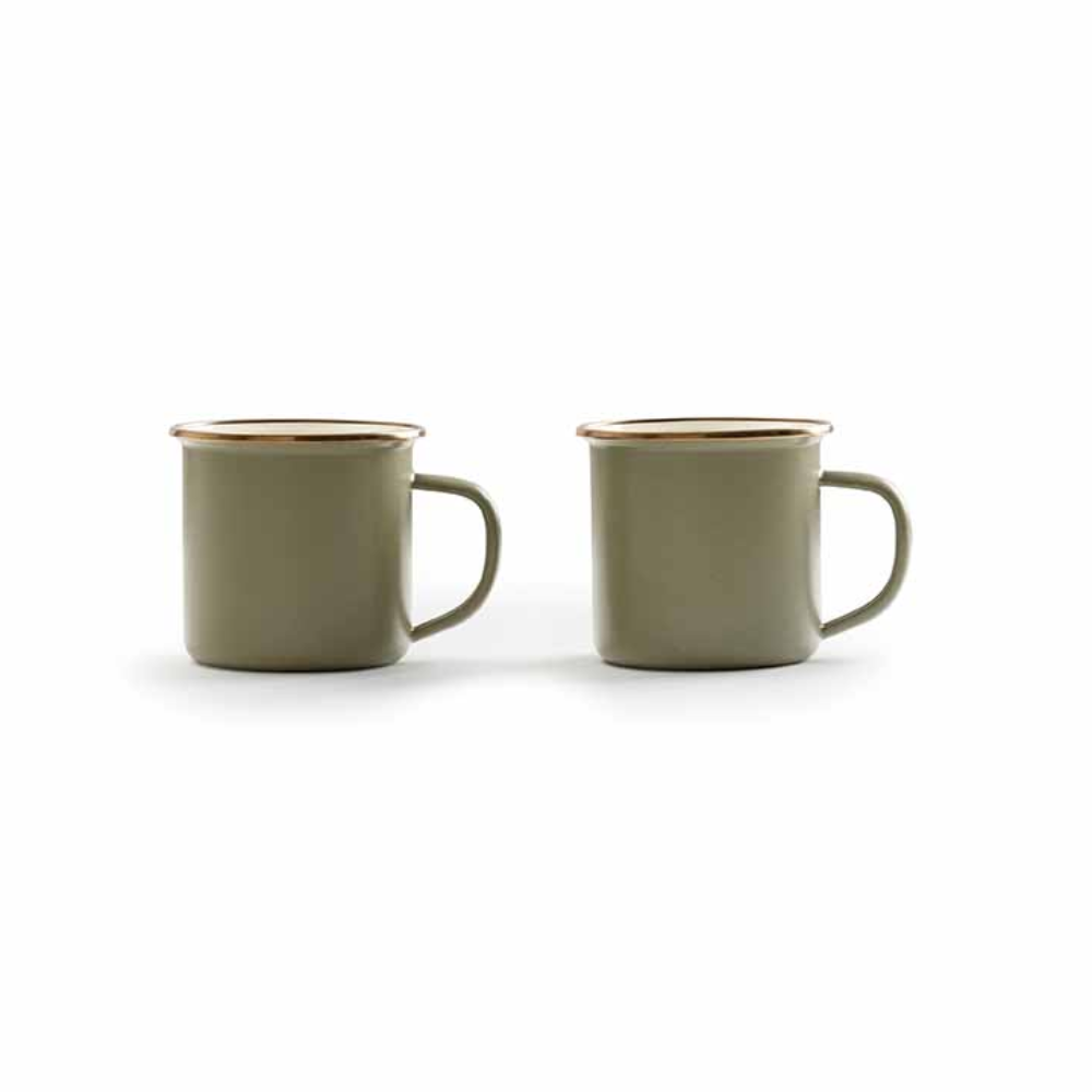 Load image into Gallery viewer, BAREBONES Enamel Mug Set 2 - Olive Drab