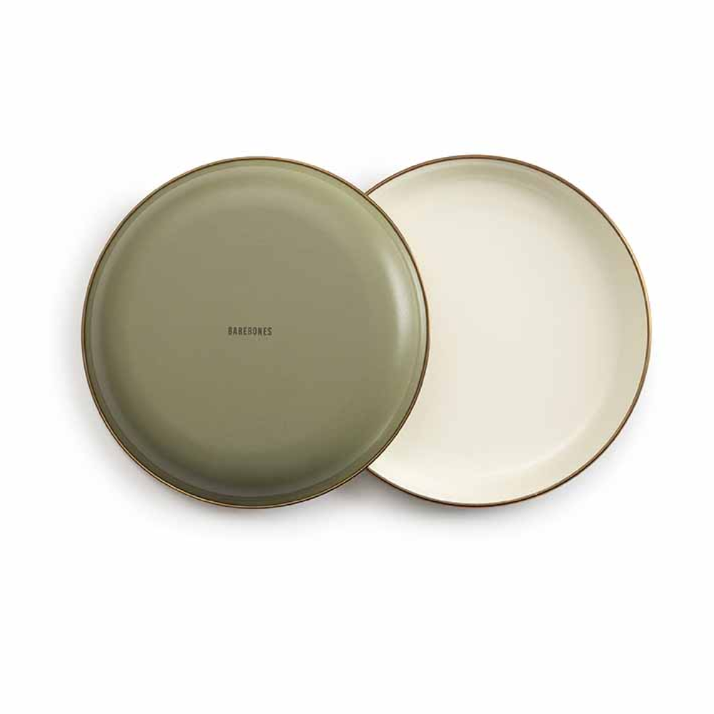 Load image into Gallery viewer, BAREBONES Enamel Salad Plate Set 2 - Olive Drab