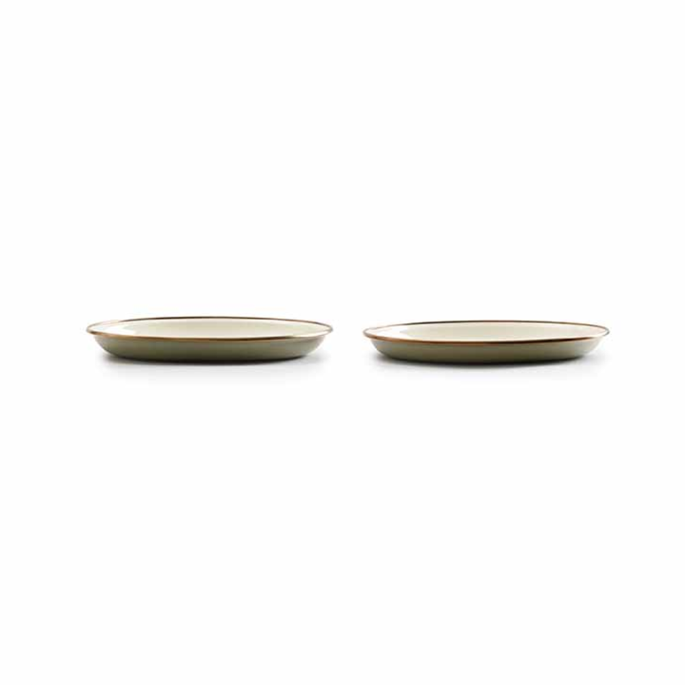 Load image into Gallery viewer, BAREBONES Enamel Salad Plate Set 2 - Olive Drab