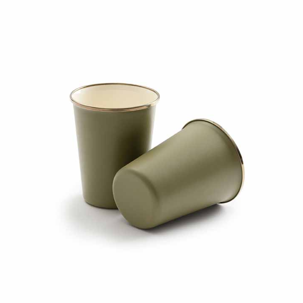 Load image into Gallery viewer, BAREBONES Enamel Tall Cup Set 2 - Olive Drab