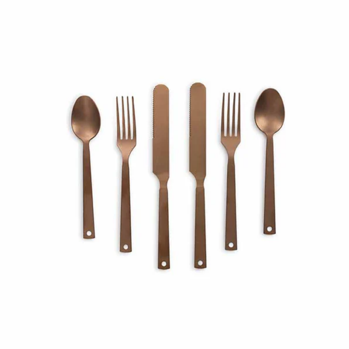 BAREBONES Flatware Cutlery Set Copper - Set of 2