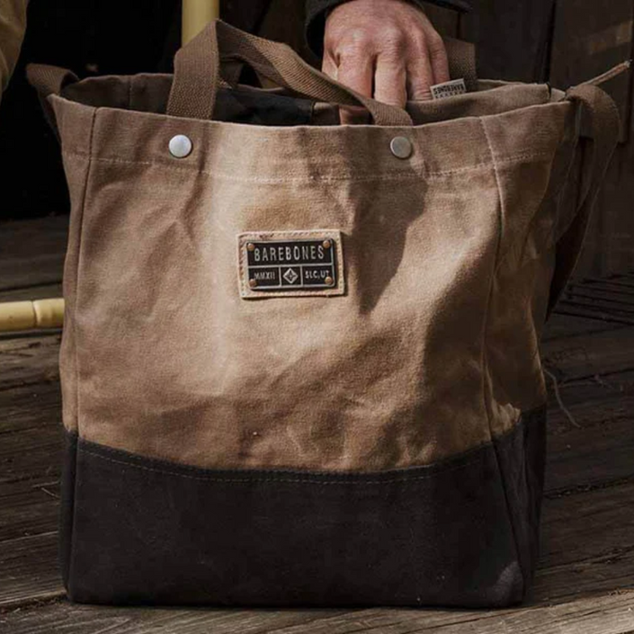 BAREBONES Waxed Canvas Neelum Market Tote Bag - Khaki