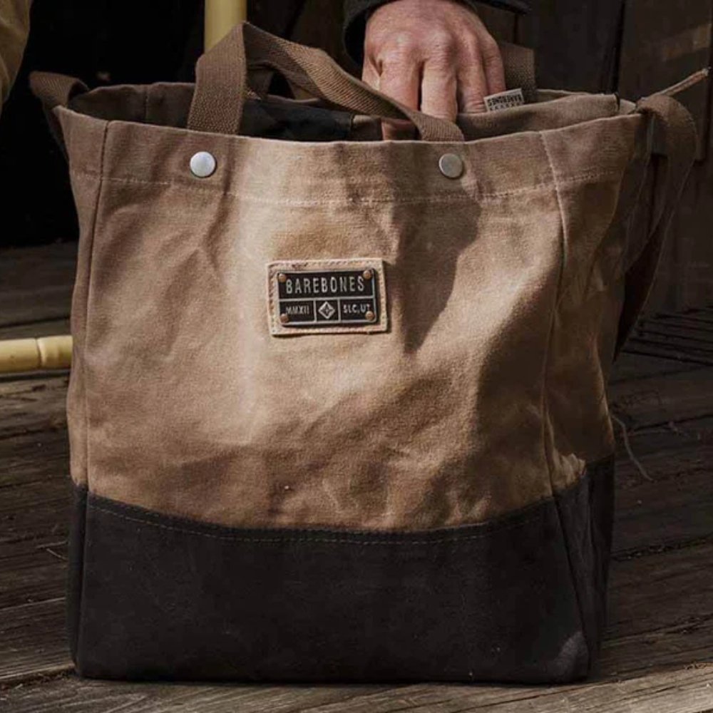 Load image into Gallery viewer, BAREBONES Waxed Canvas Neelum Market Tote Bag - Khaki