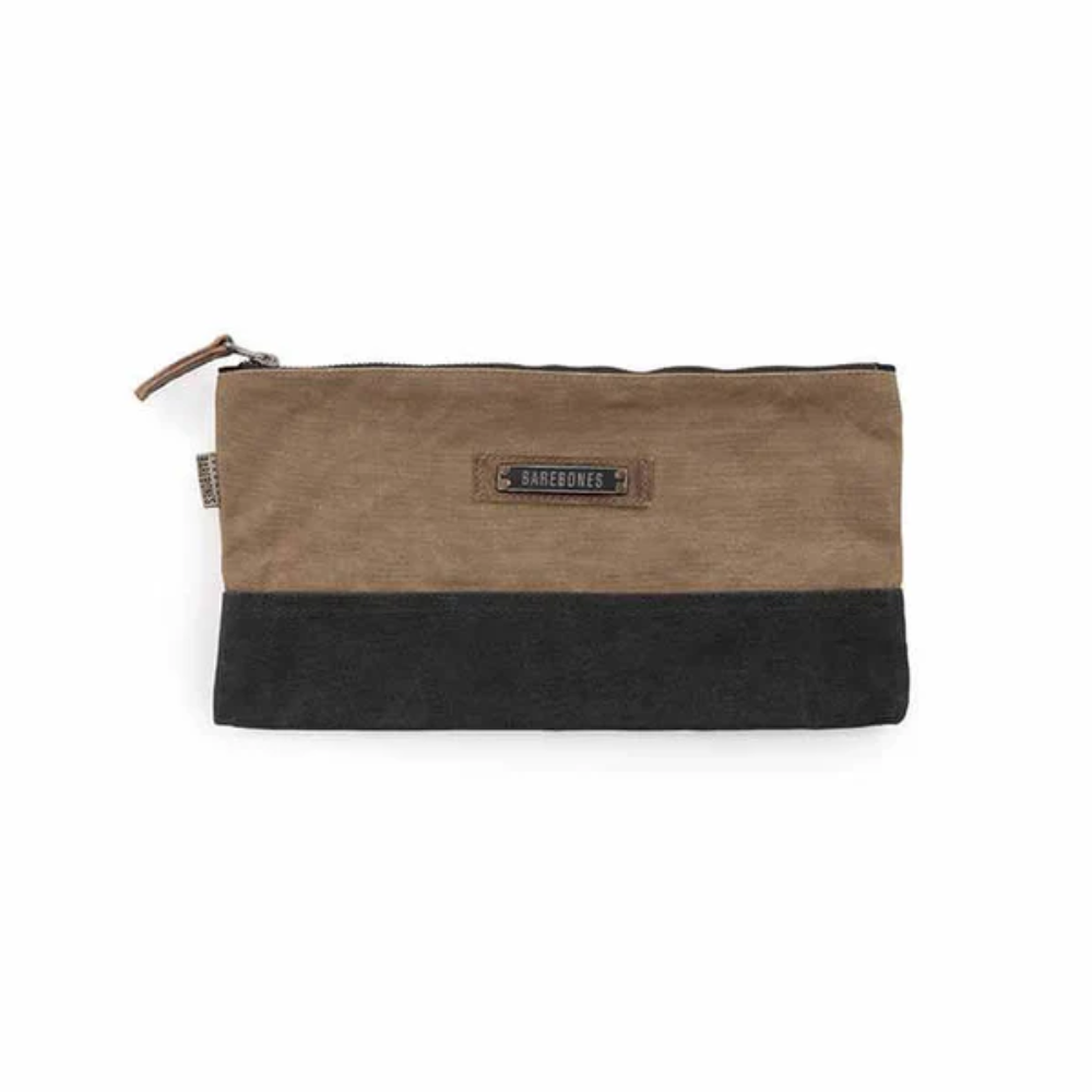 BAREBONES Waxed Canvas Neelum Small Zipper Pouch - Khaki