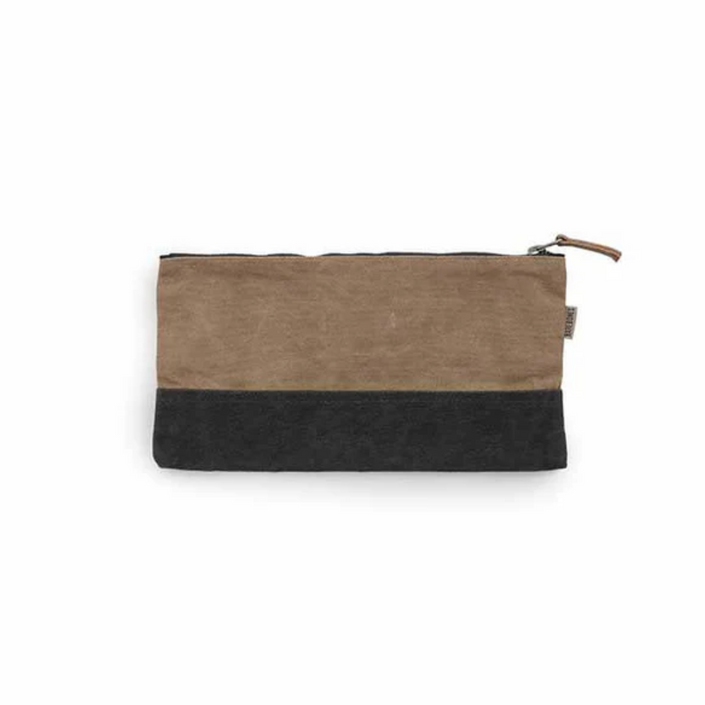 BAREBONES Waxed Canvas Neelum Small Zipper Pouch - Khaki