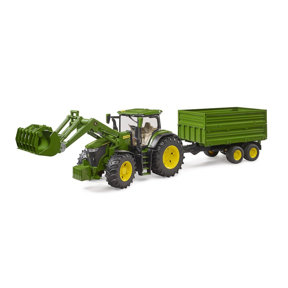 BRUDER 1:16 JOHN DEERE 7R350 Tractor W/ Frontloader & Tipping Trailer