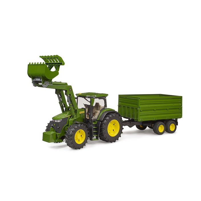 BRUDER 1:16 JOHN DEERE 7R350 Tractor W/ Frontloader & Tipping Trailer