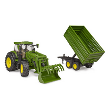 Load image into Gallery viewer, BRUDER 1:16 JOHN DEERE 7R350 Tractor W/ Frontloader &amp; Tipping Trailer