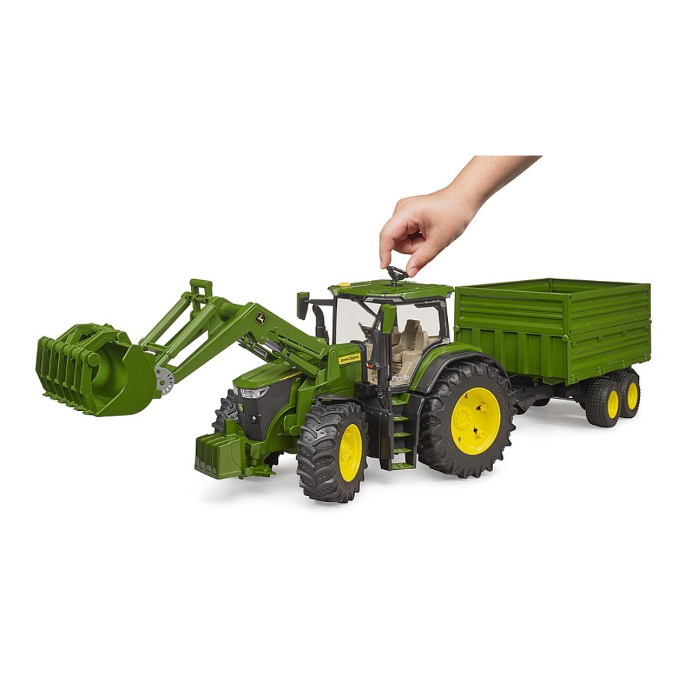 John deere kid tractor online with front loader and trailer
