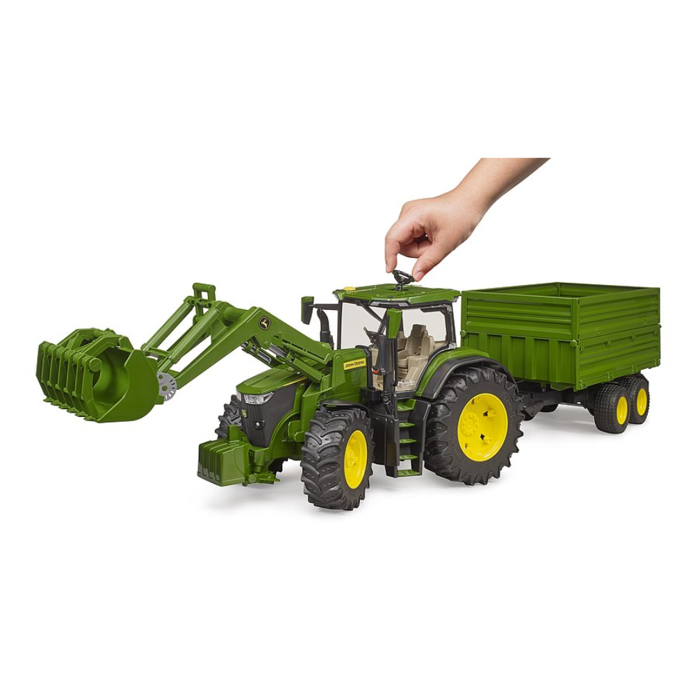 Load image into Gallery viewer, BRUDER 1:16 JOHN DEERE 7R350 Tractor W/ Frontloader &amp; Tipping Trailer