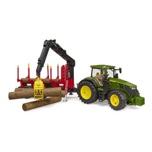 Load image into Gallery viewer, BRUDER 1:16 JOHN DEERE 7R350 Tractor W/ Forestry Trailer &amp; Trunks