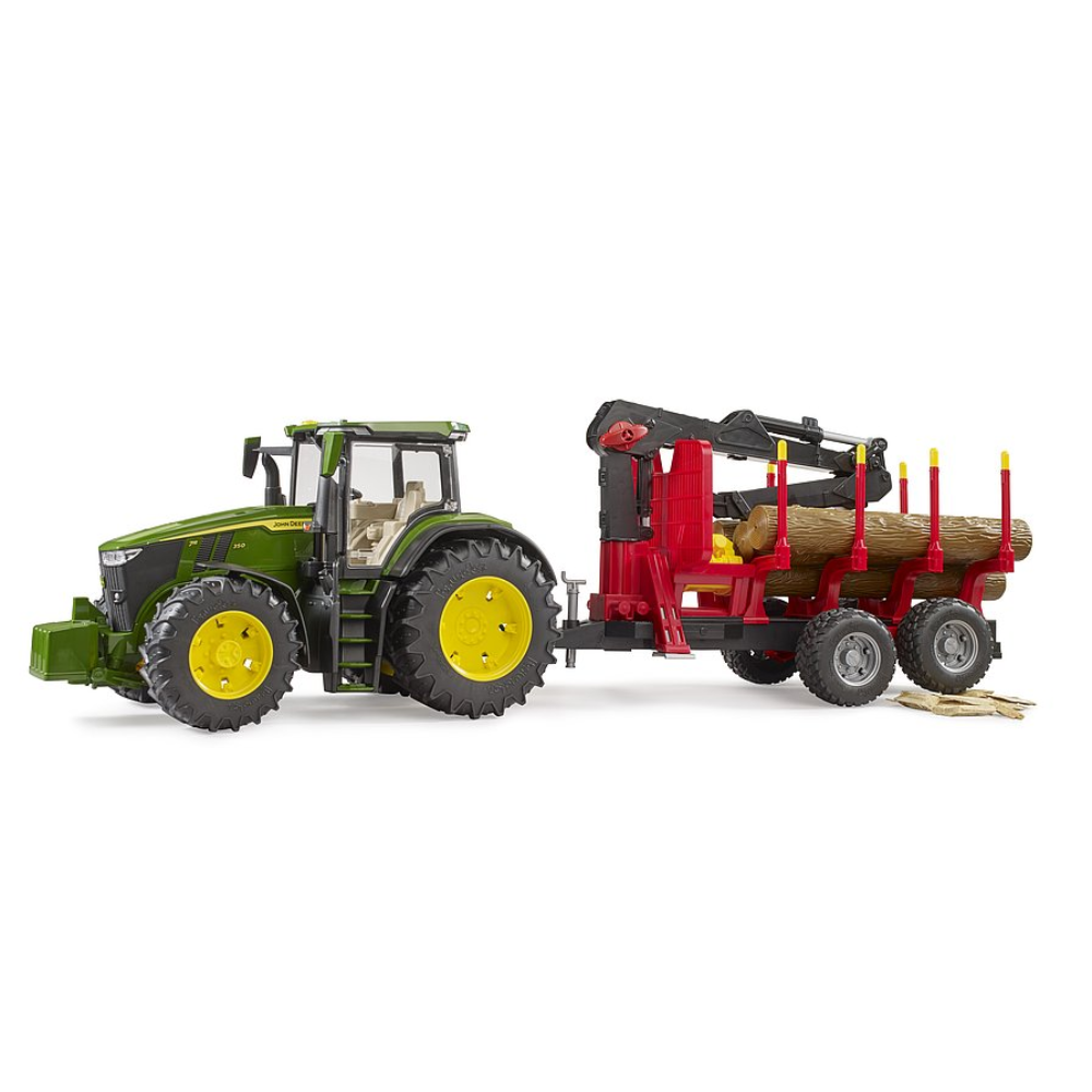 Load image into Gallery viewer, BRUDER 1:16 JOHN DEERE 7R350 Tractor W/ Forestry Trailer &amp; Trunks