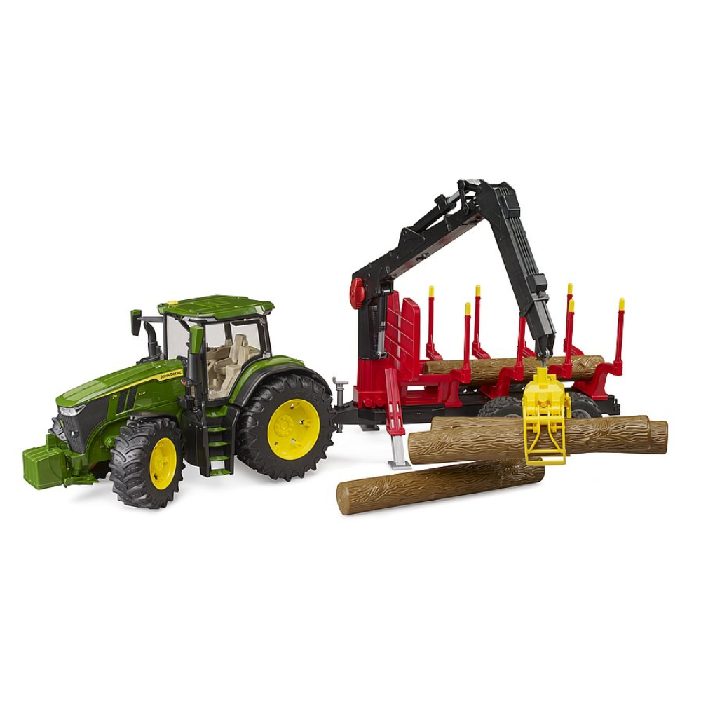 Load image into Gallery viewer, BRUDER 1:16 JOHN DEERE 7R350 Tractor W/ Forestry Trailer &amp; Trunks