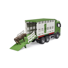 Load image into Gallery viewer, BRUDER 1:16 SCANIA R-Series Super 560R Cattle Transporter W/ Cow