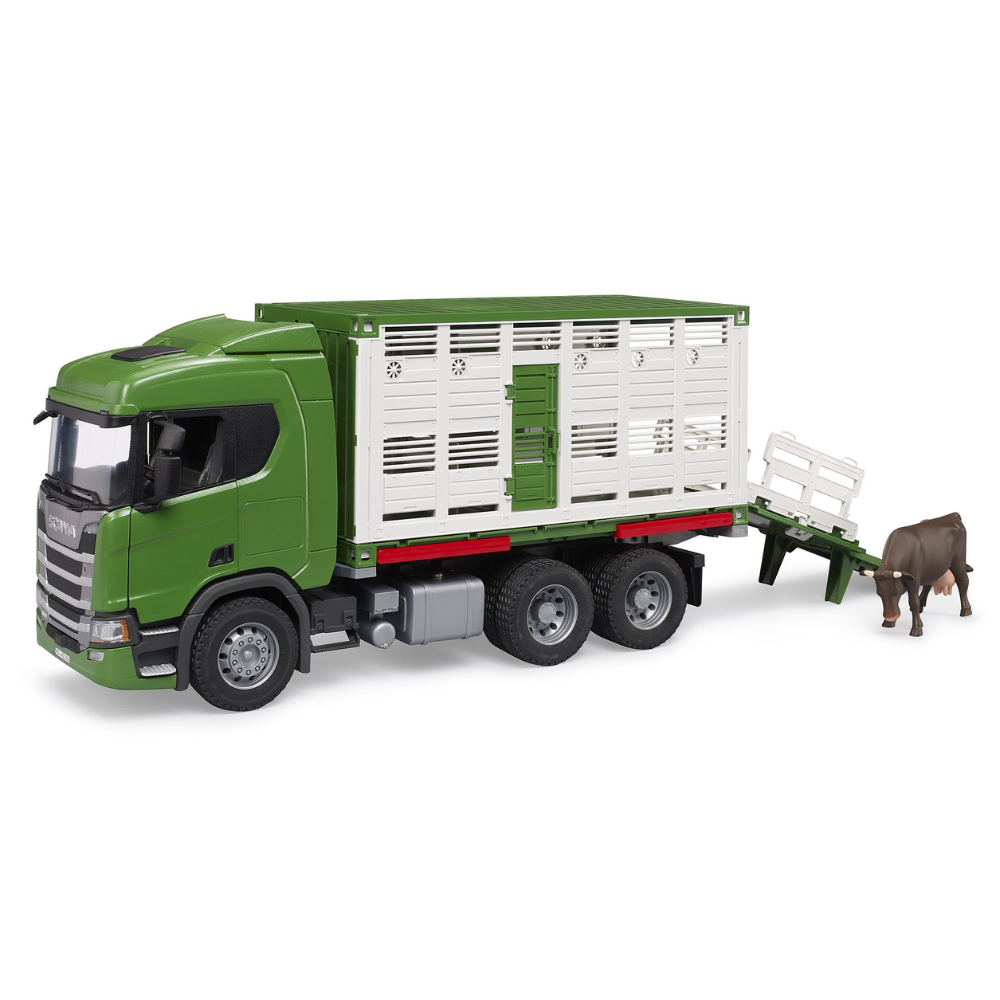 Load image into Gallery viewer, BRUDER 1:16 SCANIA R-Series Super 560R Cattle Transporter W/ Cow