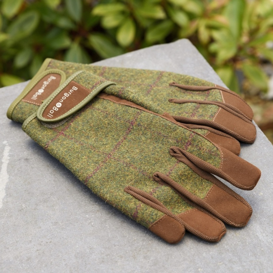 BURGON & BALL Men's Dig the Glove Gardening Gloves - Heritage Tweed M/L