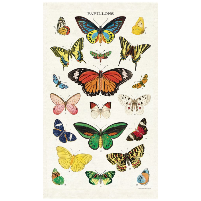 CAVALLINI & Co. 100% Natural Cotton Tea Towel - Butterflies