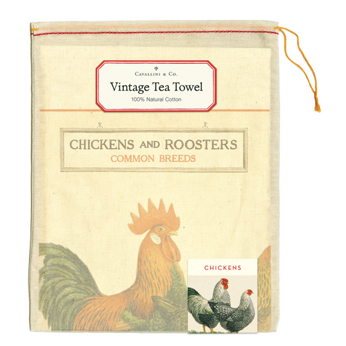 CAVALLINI & Co. 100% Natural Cotton Tea Towel - Chickens