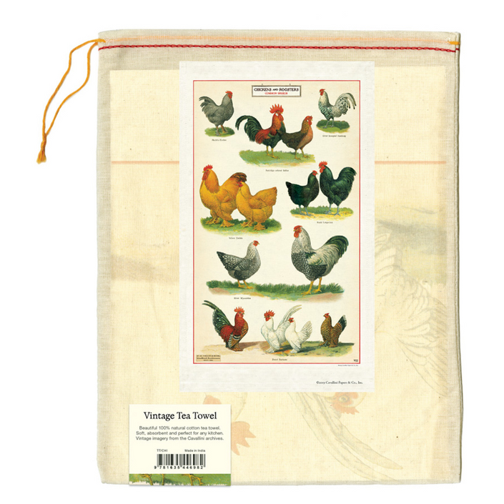 CAVALLINI & Co. 100% Natural Cotton Tea Towel - Chickens