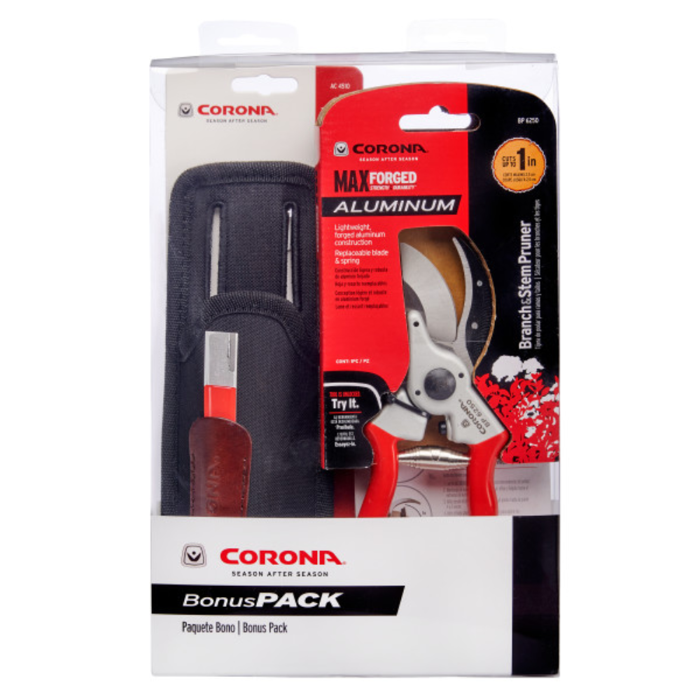 CORONA Aluminum Bypass Pruner Set Inc. Sheath & Sharpener
