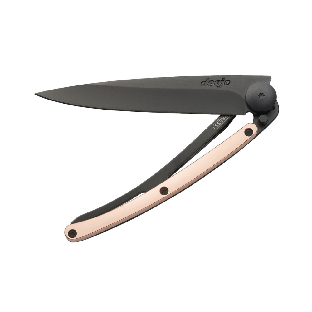 DEEJO Gold Plated Handle Knife Black 37g - Rose Gold