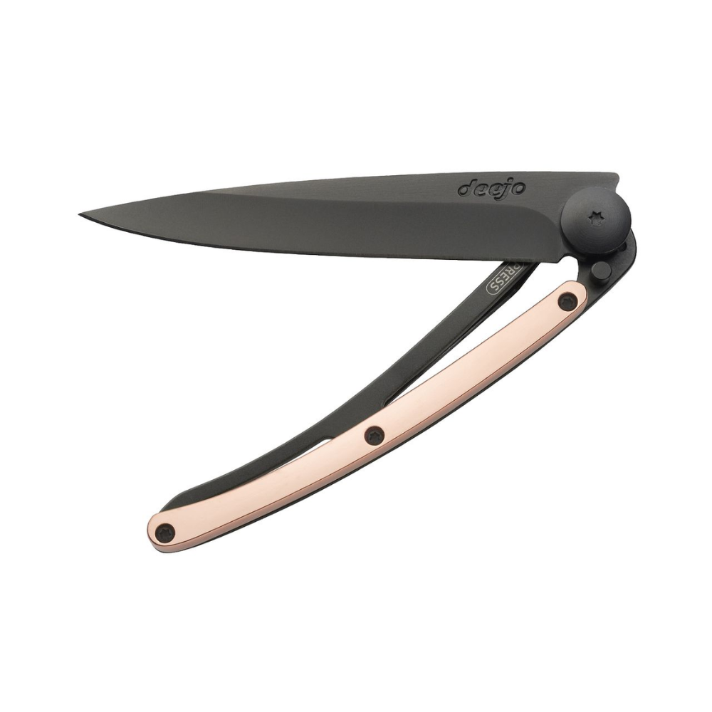 Load image into Gallery viewer, DEEJO Gold Plated Handle Knife Black 37g - Rose Gold