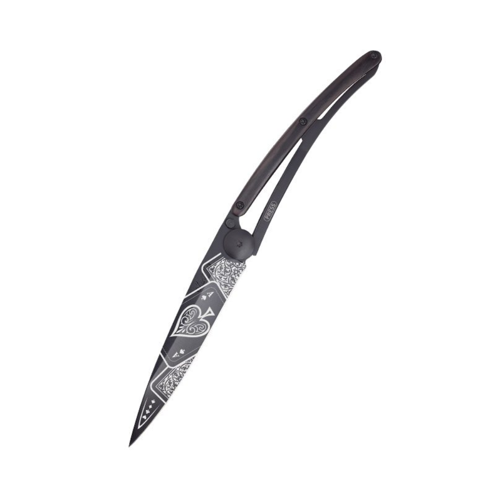 Load image into Gallery viewer, DEEJO Ebony Wood Knife Black 37g - Good Luck