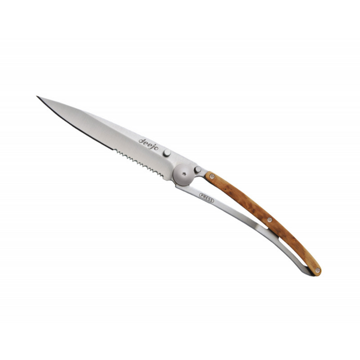 DEEJO Juniper Wood Knife 37g - Serrated Blade