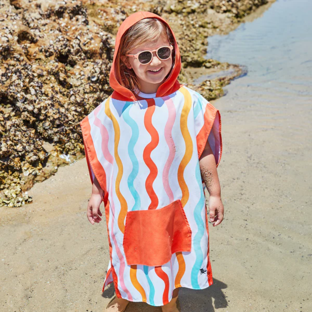 Load image into Gallery viewer, DOCK &amp; BAY Quick-dry Poncho Hooded Towel 100% Recycled Kids Collection - Squiggle Face